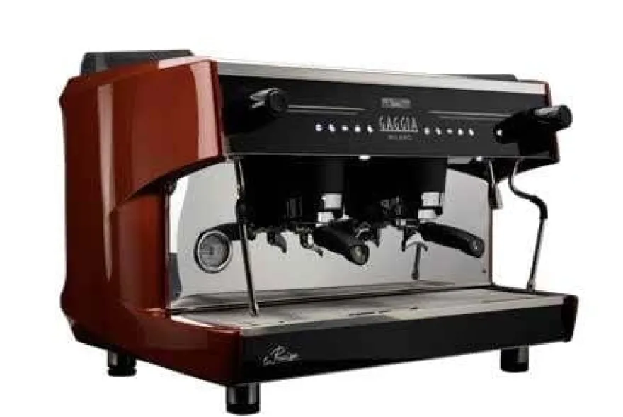 Gaggia Milano Siebträgermaschine LA PRECISA TALL CUP 2-Gruppig, Festwasseranschluss, 2 Dampflanzen, moderne Optik, rot/schwarz, inkl. Aufstellung