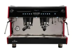 Gaggia Milano Siebträgermaschine LA PRECISA TALL CUP 2-Gruppig, Festwasseranschluss, 2 Dampflanzen, moderne Optik, rot/schwarz, inkl. Aufstellung