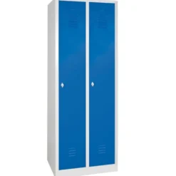 Garderobenspind "Profi" mit Drehriegelverschluss, 2 Abteile, BxTxH 600x500x1800 mm, Türen blau