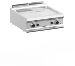Gasgrillplatte Dexion Lux 700 - 70/73- ½ glatt, ½ gerillt, verchromt - Tischgerät - 14 kW