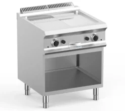 Gasgrillplatte Dexion Lux 700 - 70/73 - ½ glatt, ½ gerillt, verchromt - 14 kW