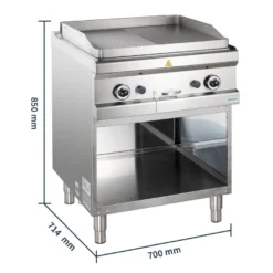 Gasgrillplatte Serie 700 - 70/70 - ½ glatt, ½ gerillt
