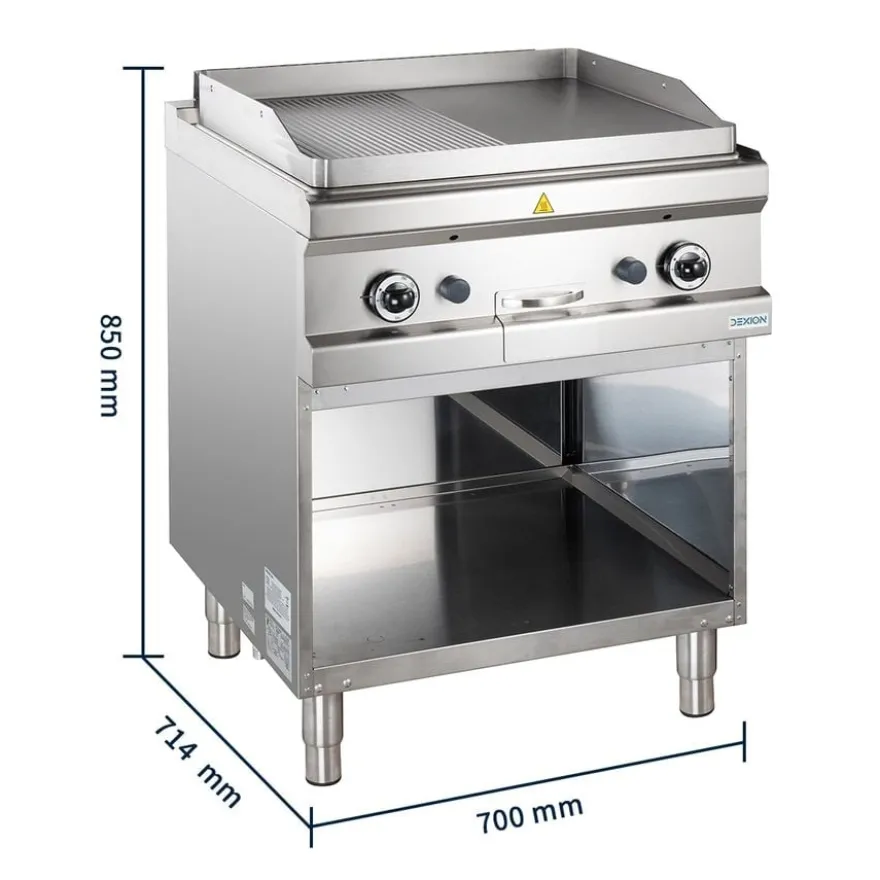 Gasgrillplatte Serie 700 - 70/70 - ½ glatt, ½ gerillt