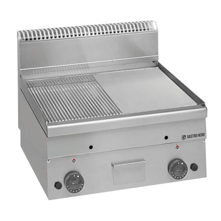 Gas-Grillplatte Serie 600 - 60/60 - 1/2 glatt, 1/2 gerillt - Tischgerät - 10,2 kW