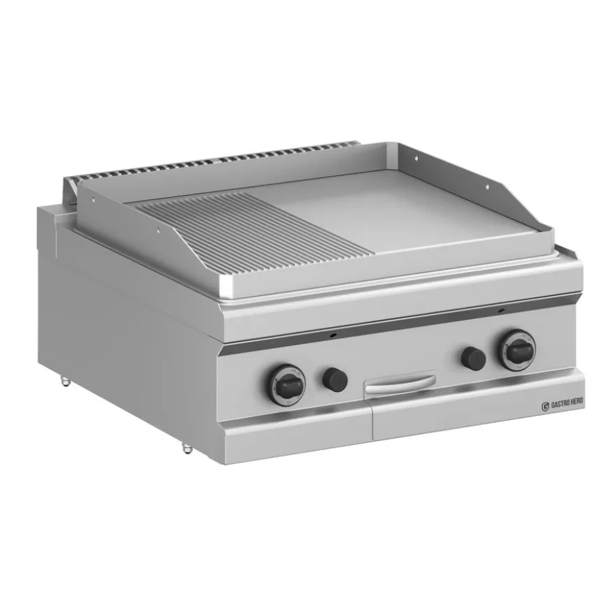 Gasgrillplatte Serie 700 - 70/70 - ½ glatt, ½ gerillt - Tischgerät