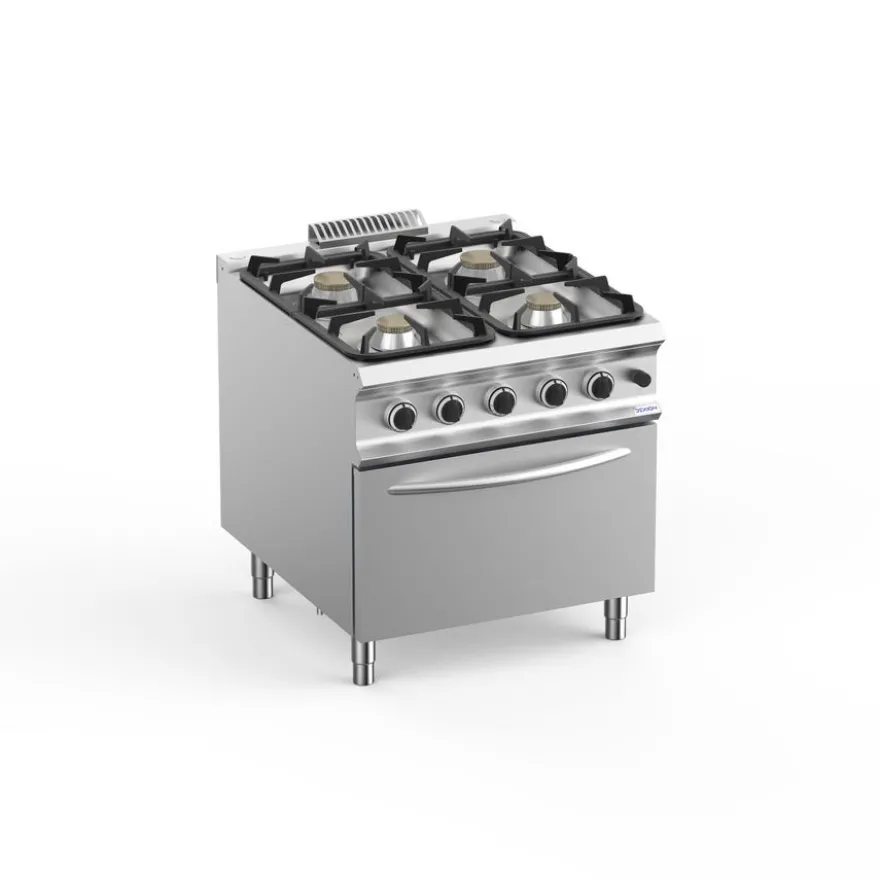Gasherd Dexion Lux 980 - 80/90 mit Elekrobackofen - 4 Kochstellen - 22 kW