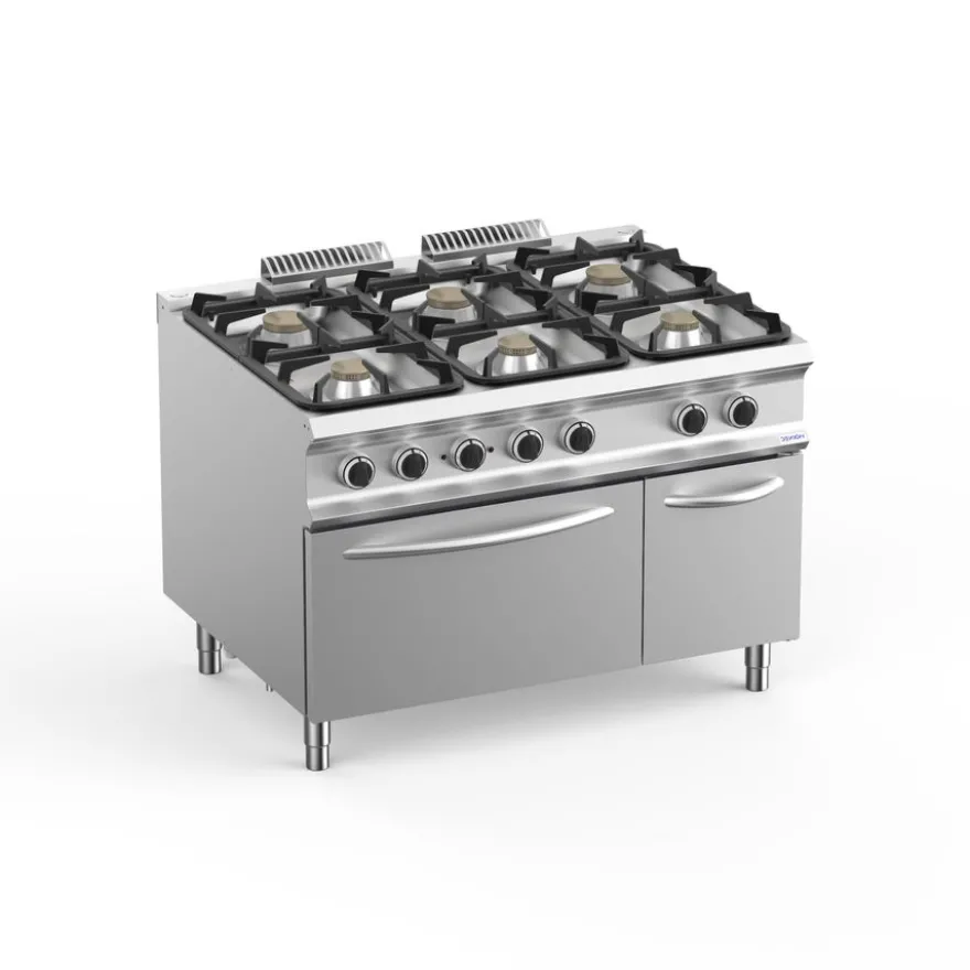 Gasherd Dexion Lux 980 - 120/90 mit Elektrobackofen - 4 Kochstellen - 54 kW