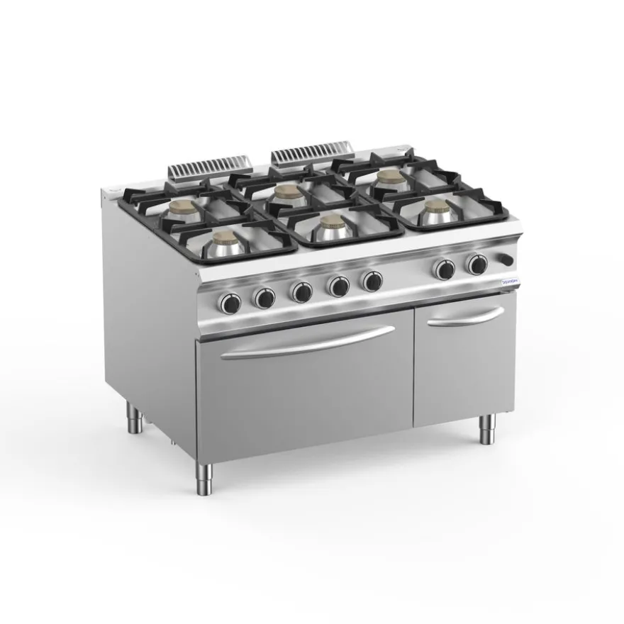 Gasherd Dexion Lux 980 - 120/90 mit Gasbackofen - 4 Kochstellen - 61 kW