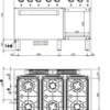 Gasherd Ecoline Plus 700- 6 Flammen mit Elektroumluftbackofen 31,1 kW inklusive Gussrosten