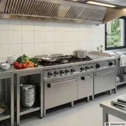 Gasherd Serie 700 - 110/70 mit Elektrobackofen - 6 Kochstellen - 42 kW
