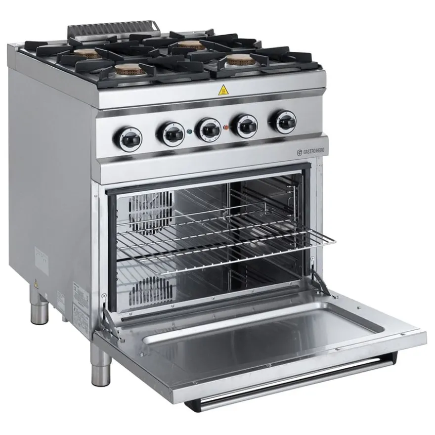 Gasherd Serie 700 - 70/70 mit Elektrobackofen, Umluft- 4 Kochstellen - 30,6 kW