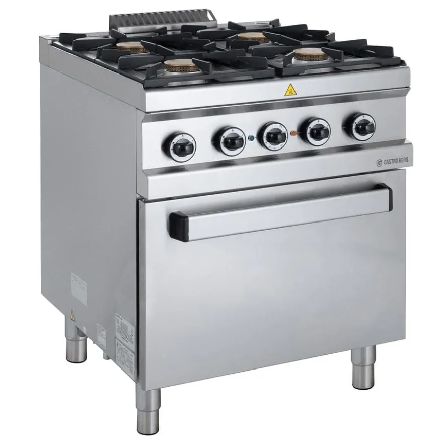 Gasherd Serie 700 - 70/70 mit Elektrobackofen, Umluft- 4 Kochstellen - 30,6 kW