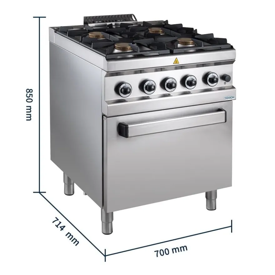 Gasherd Serie 700 - 70/70 mit Gasbackofen - 4 Kochstellen - 34 kW