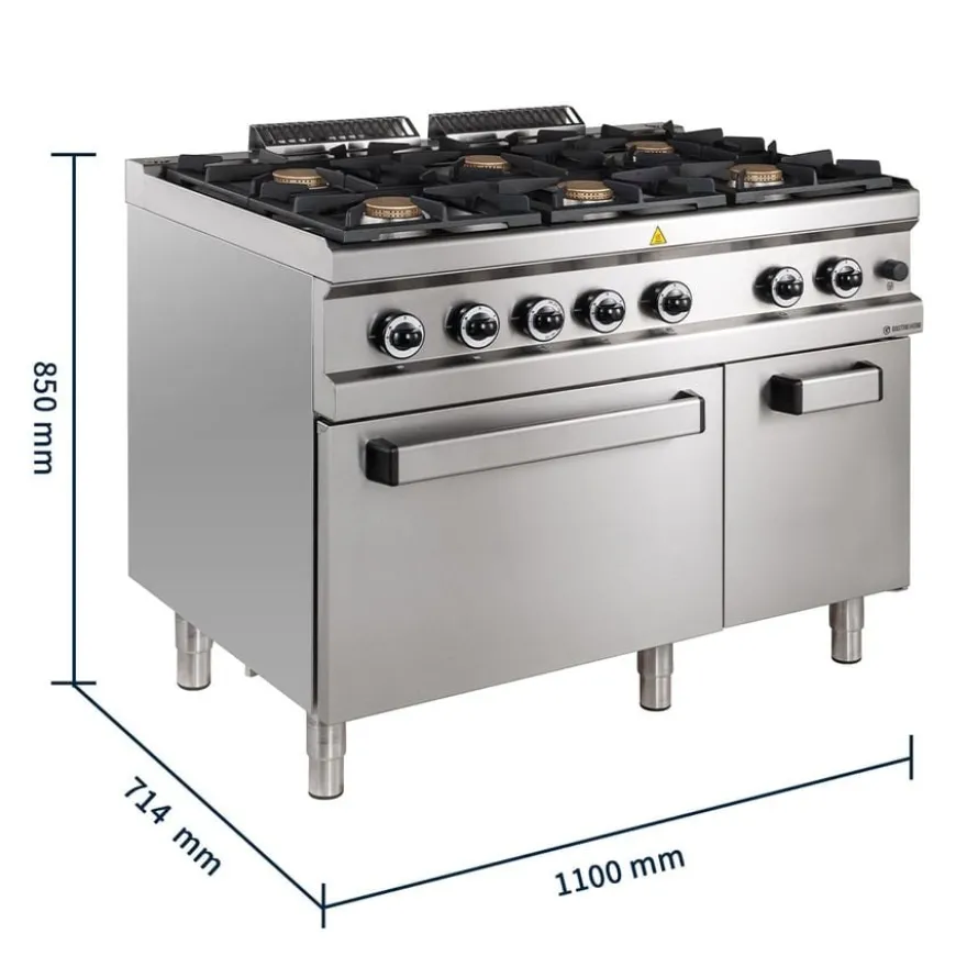 Gasherd Serie 700 - 110/70 mit Gasbackofen - 6 Kochstellen - 48 kW