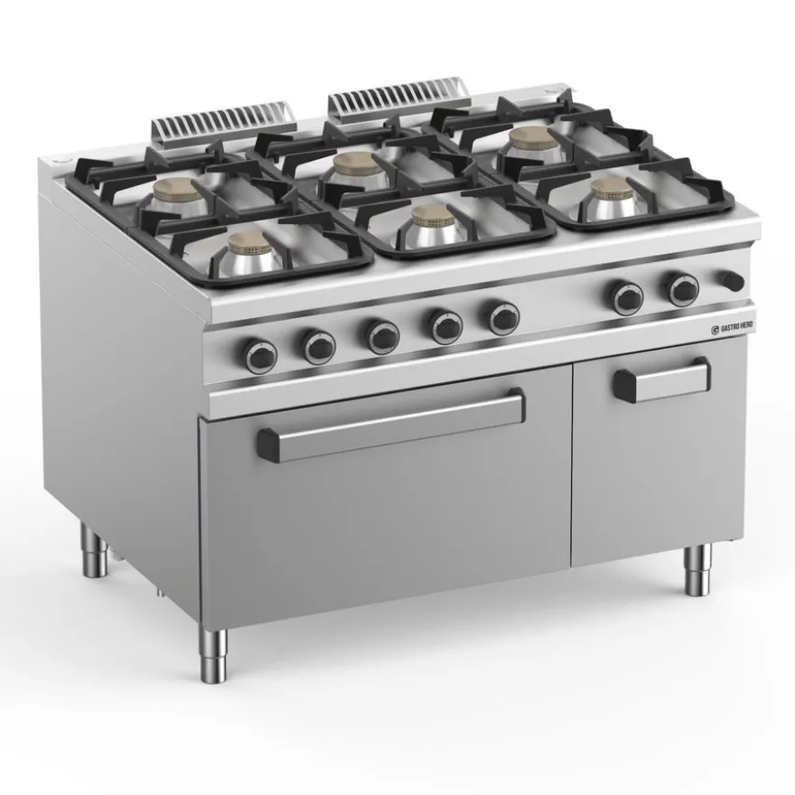 GasherdSerie 900 - 120/90 mit Gasbackofen - 6 Kochstellen - 61 kW
