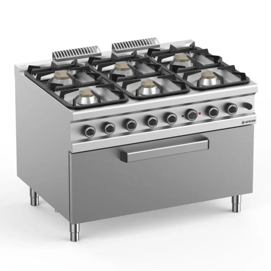 GasherdSerie 900 - 120/90 mit großem Grill-Gasbackofen - 6 Kochstellen - 64 kW