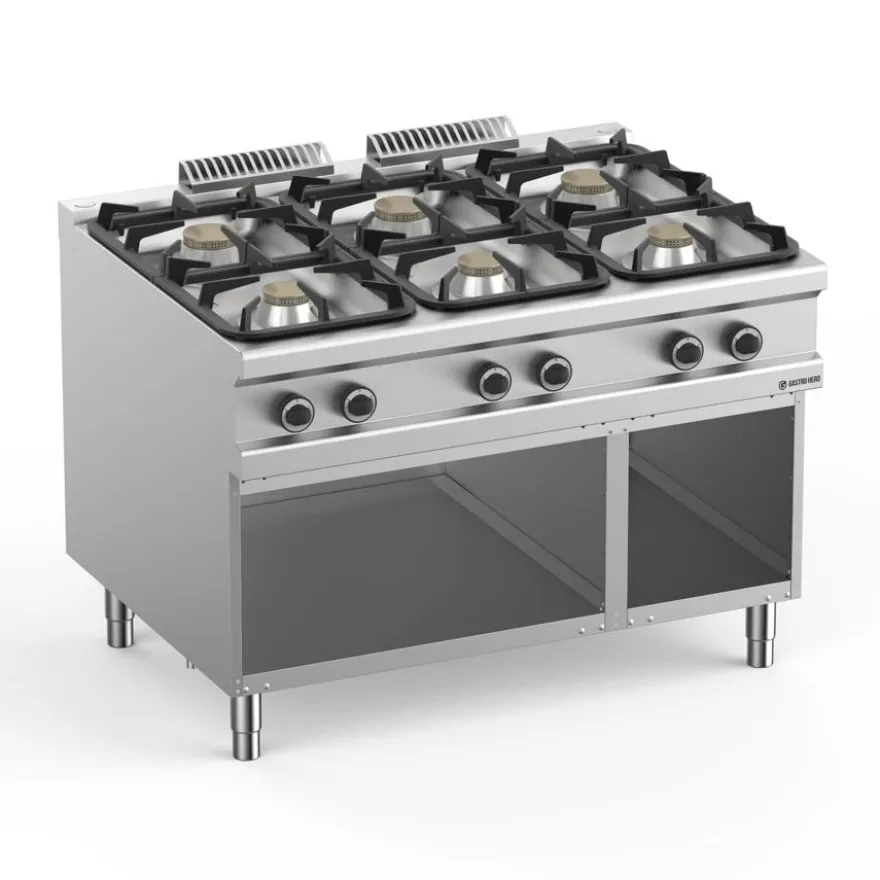 GasherdSerie 900 - 120/90 mit offenem Unterbau - 6 Kochstellen - 54 kW