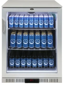 Gastro-Cool Barkühlschrank 128 Liter silber, LED, unterbaufähig