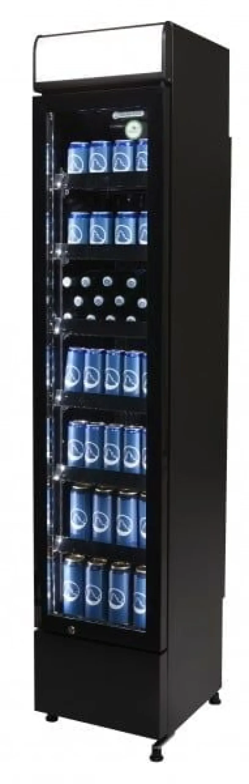 Gastro-Cool DC130 Getränkekühlschrank Slim ECO STAR 150 Liter schwarz/schwarz, LED, super sparmsam