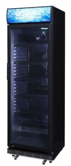 Gastro-Cool DC400 Getränkekühlschrank 400 Liter mit Werbedisplay schwarz/schwarz, LED
