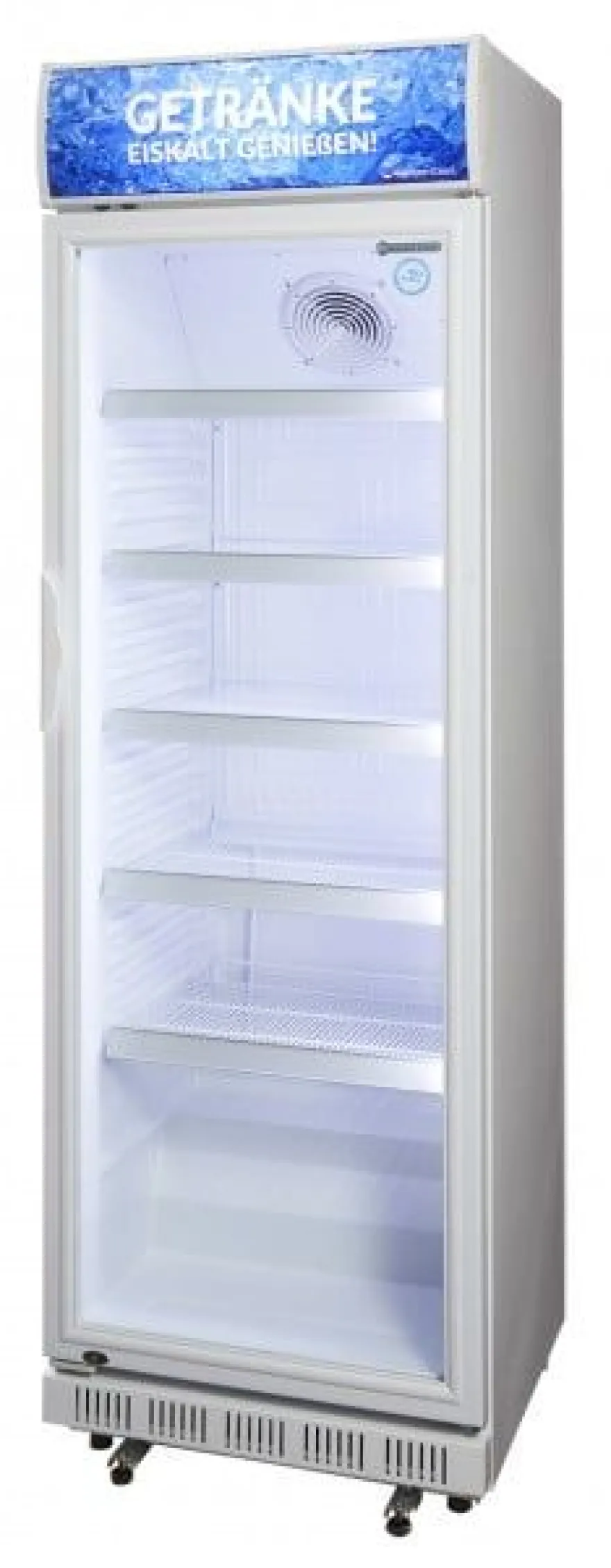 Gastro-Cool DC400 Getränkekühlschrank 400 Liter mit Werbedisplay weiß/weiß, LED