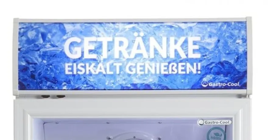 Gastro-Cool DC400 Getränkekühlschrank 400 Liter mit Werbedisplay weiß/weiß, LED