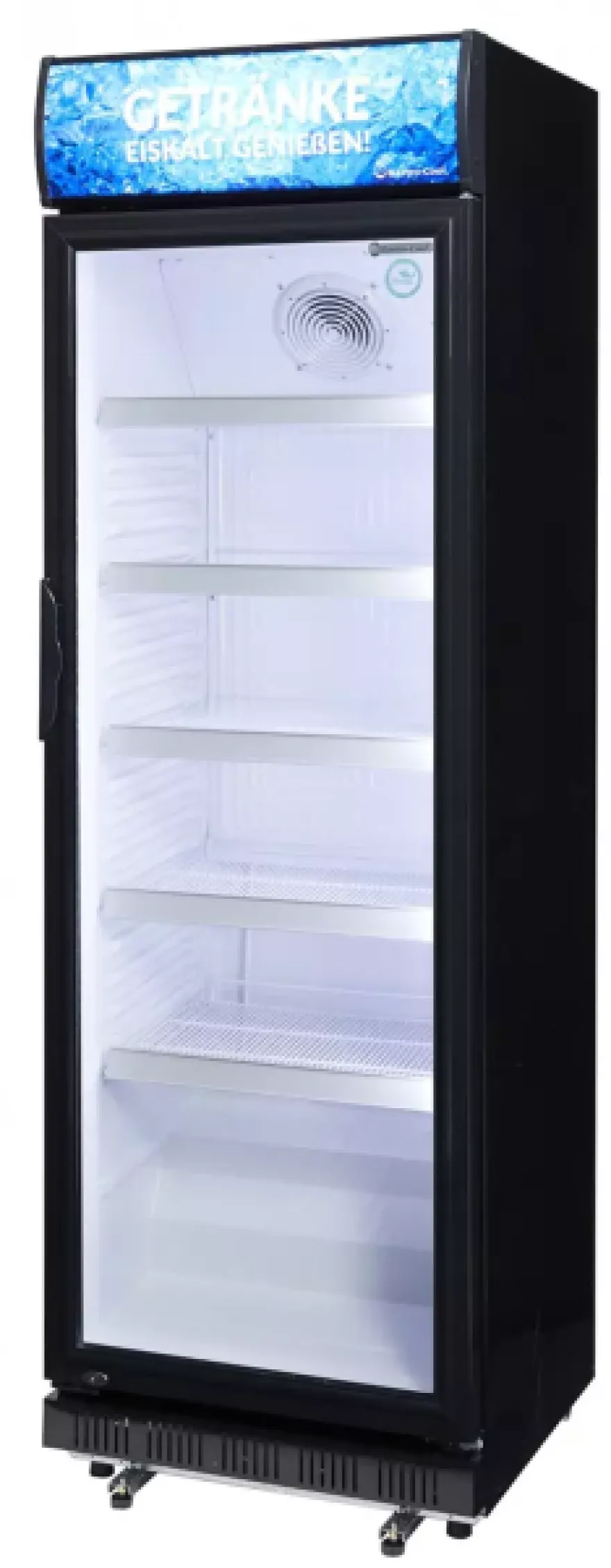 Gastro-Cool DC400 Getränkekühlschrank 400 Liter mit Werbedisplay schwarz/weiß, LED