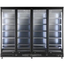Gastro-Cool GD2200 Getränkekühlschrank 2218 Liter mit 4 Klapptüren, LED Beleuchtung, schwarz