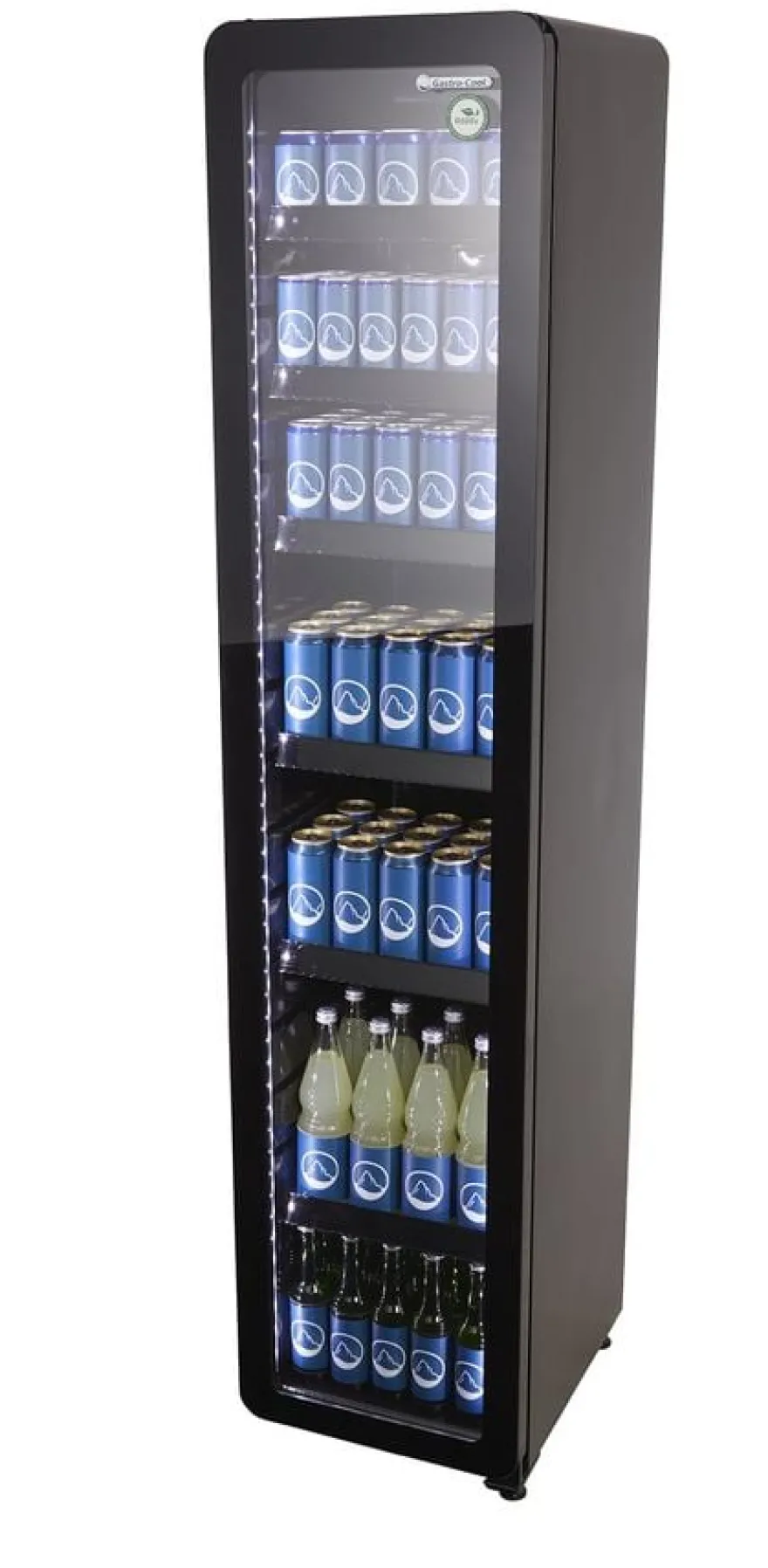 Gastro-Cool GD175 Getränkekühlschrank Retro Slim 212 Liter schwarz/schwarz, LED