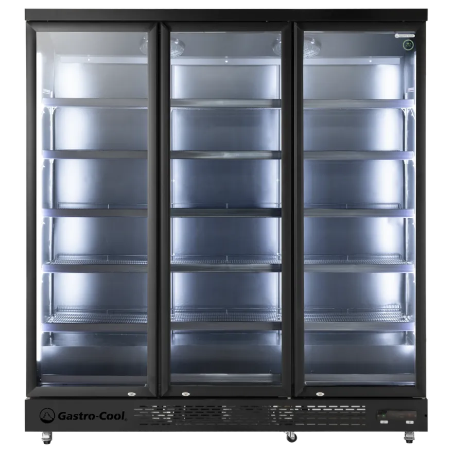 Gastro-Cool GD1600 Getränkekühlschrank 1716 Liter mit 3 Klapptüren, LED Beleuchtung, schwarz