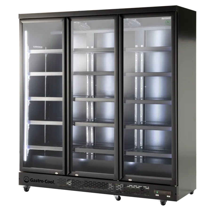 Gastro-Cool GD1600 Getränkekühlschrank 1716 Liter mit 3 Klapptüren, LED Beleuchtung, schwarz