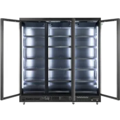 Gastro-Cool GD1600 Getränkekühlschrank 1716 Liter mit 3 Klapptüren, LED Beleuchtung, schwarz