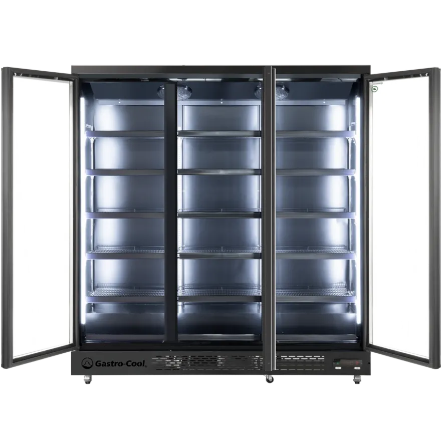 Gastro-Cool GD1600 Getränkekühlschrank 1716 Liter mit 3 Klapptüren, LED Beleuchtung, schwarz