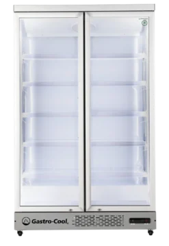 Gastro-Cool GD1050 Getränkekühlschrank 1060 Liter mit 2 Klapptüren, LED Beleuchtung, silber