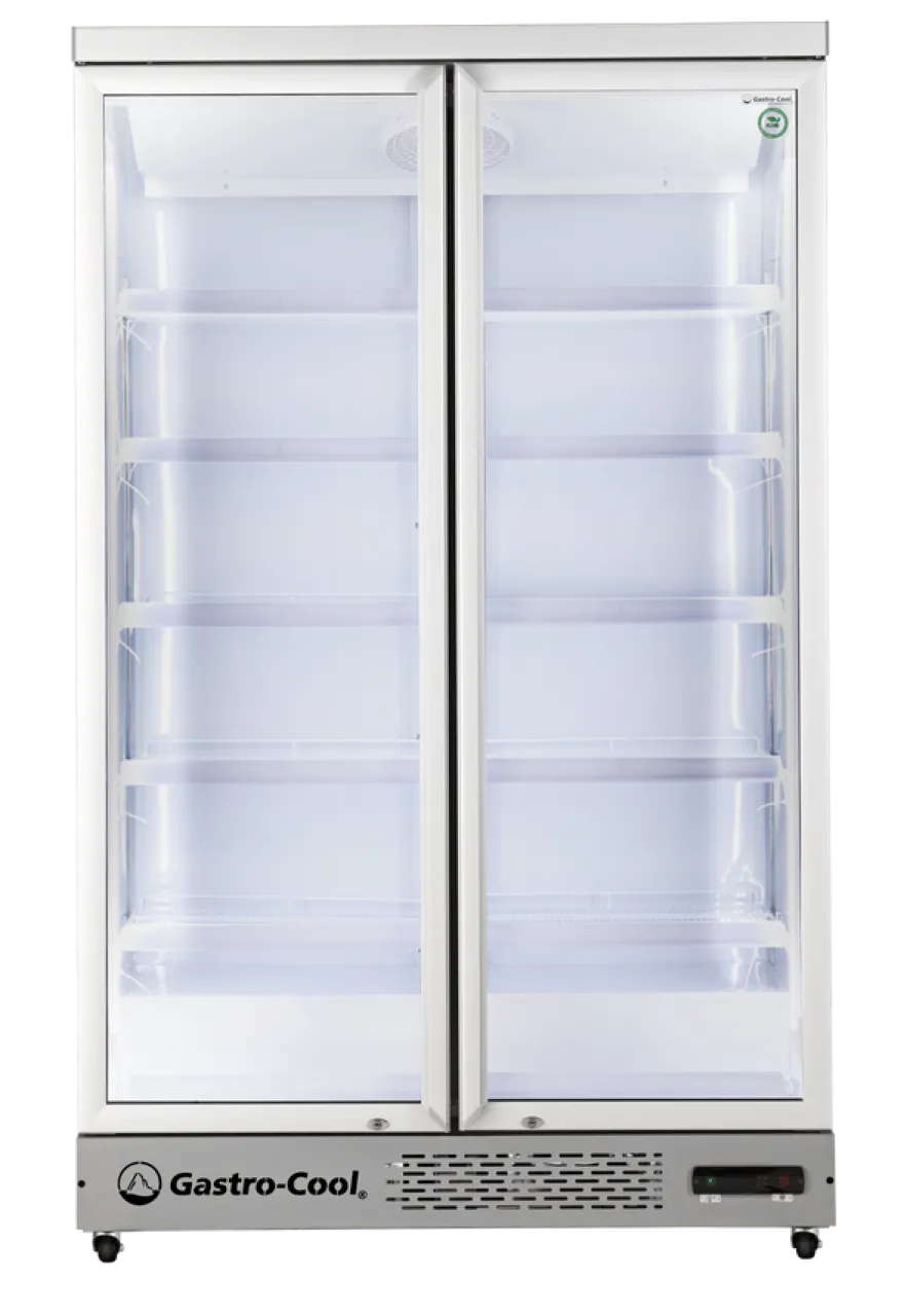 Gastro-Cool GD1050 Getränkekühlschrank 1060 Liter mit 2 Klapptüren, LED Beleuchtung, silber