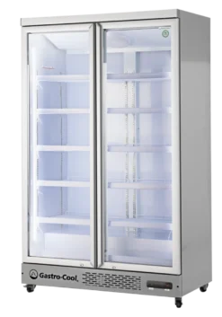 Gastro-Cool GD1050 Getränkekühlschrank 1060 Liter mit 2 Klapptüren, LED Beleuchtung, silber