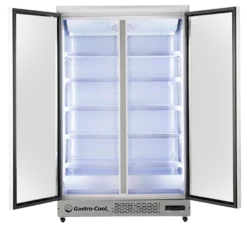 Gastro-Cool GD1050 Getränkekühlschrank 1060 Liter mit 2 Klapptüren, LED Beleuchtung, silber