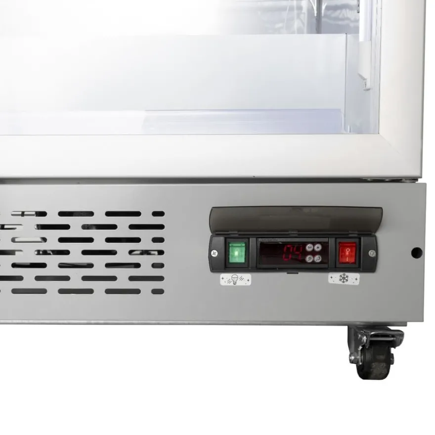 Gastro-Cool GD1050 Getränkekühlschrank 1060 Liter mit 2 Klapptüren, LED Beleuchtung, silber
