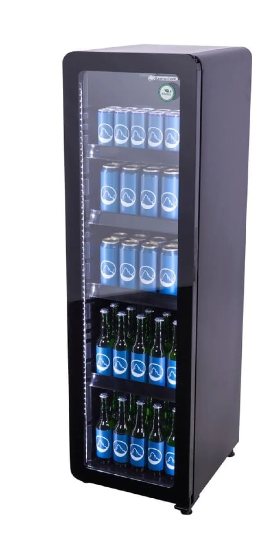Gastro-Cool GD135 Getränkekühlschrank Retro Slim 135 Liter schwarz/schwarz, LED, Retro Design