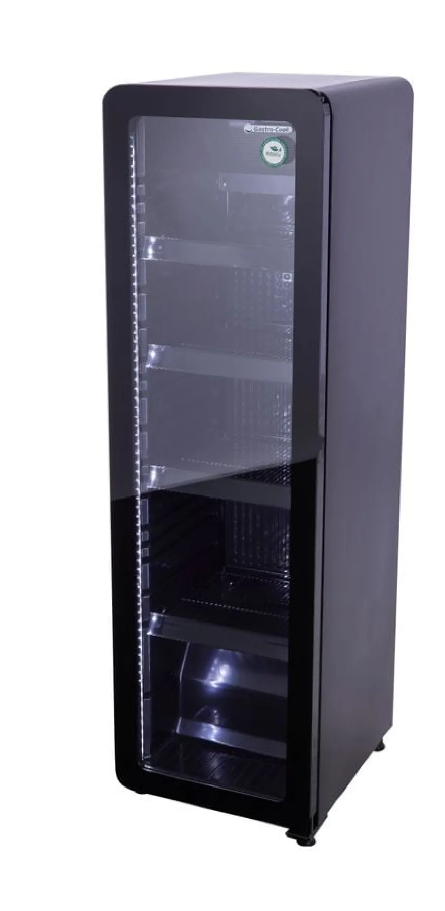 Gastro-Cool GD135 Getränkekühlschrank Retro Slim 135 Liter schwarz/schwarz, LED, Retro Design