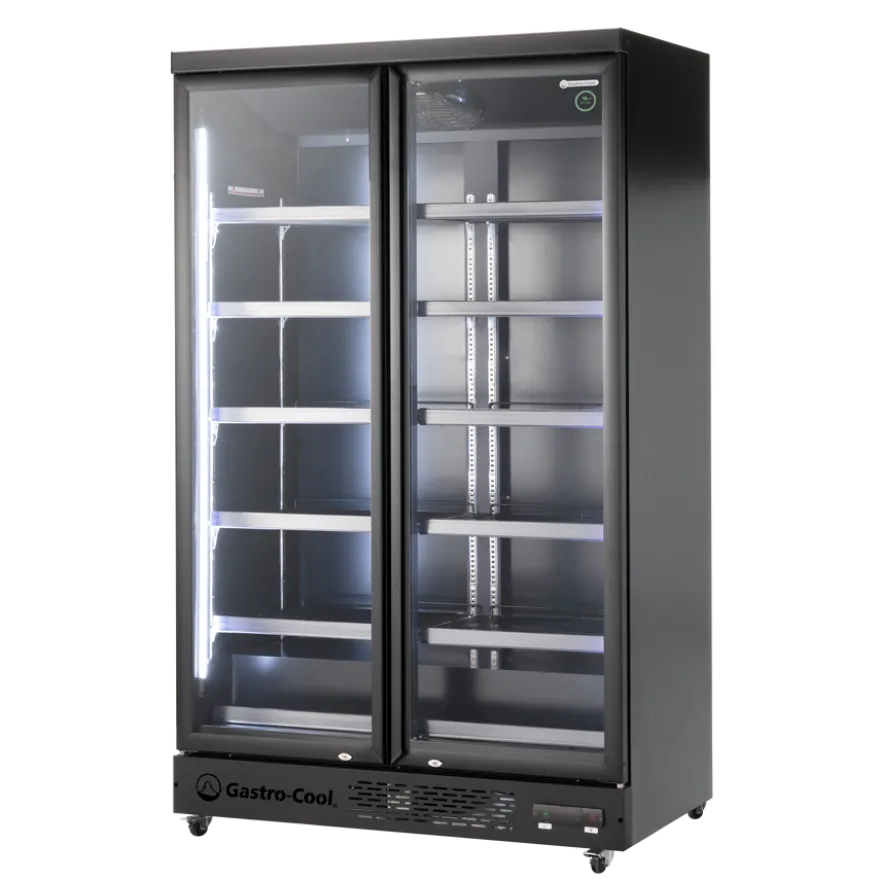 Gastro-Cool GD1050 Getränkekühlschrank 1060 Liter mit 2 Klapptüren, LED Beleuchtung, schwarz