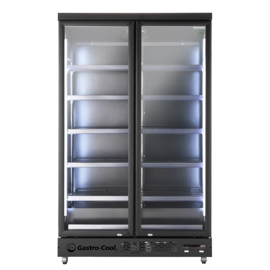 Gastro-Cool GD1050 Getränkekühlschrank 1060 Liter mit 2 Klapptüren, LED Beleuchtung, schwarz