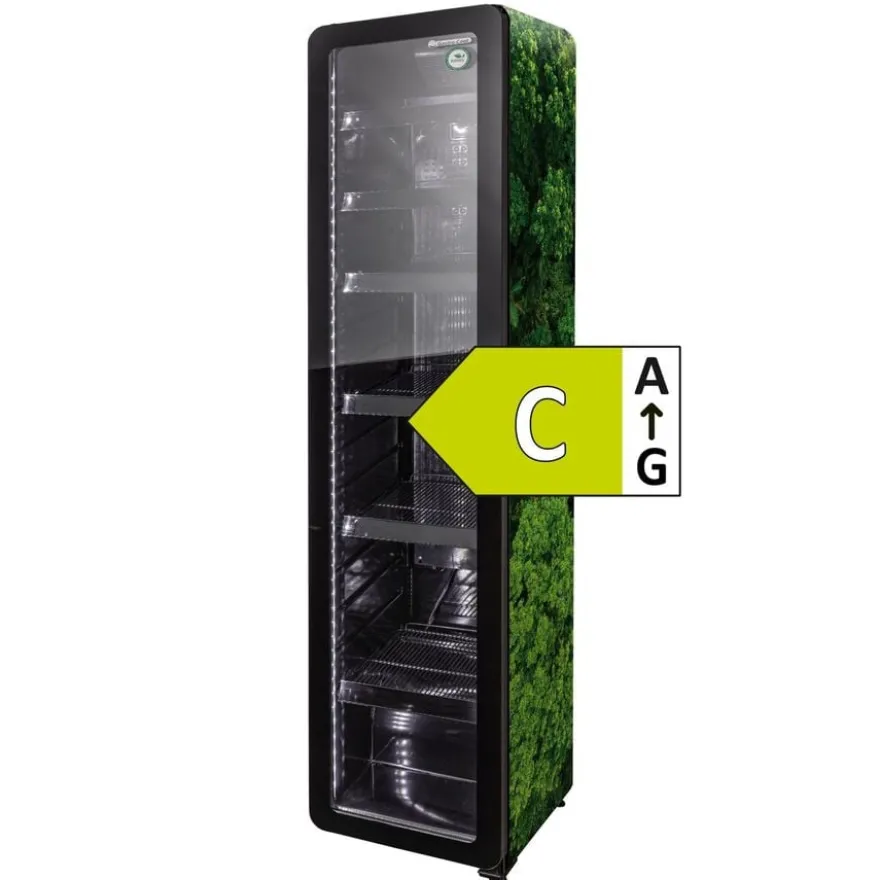 Gastro-Cool GD175 Getränkekühlschrank Retro Slim 212 Liter Eco Star, LED Beleuchtung, schwarz