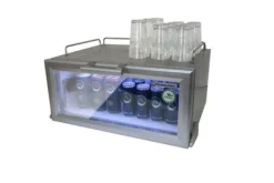 Gastro-Cool GD15 Glastürkühlschrank Theke 25 Liter silber/weiß, LED