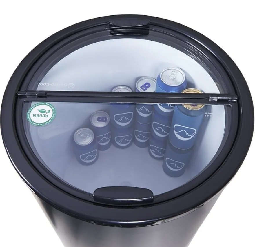 Gastro-Cool PT40 Party-Cooler / Kühltonne 40 Liter mit Glasdeckel schwarz, auf Rollen