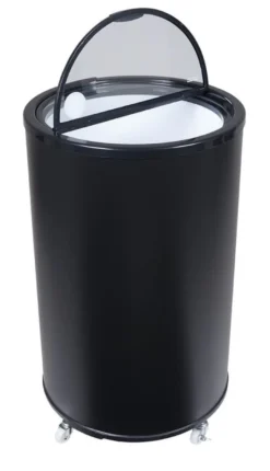 Gastro-Cool PT40 Party-Cooler / Kühltonne 40 Liter mit Glasdeckel schwarz, auf Rollen