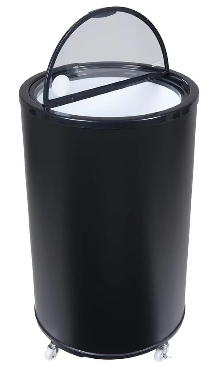 Gastro-Cool PT40 Party-Cooler / Kühltonne 40 Liter mit Glasdeckel schwarz, auf Rollen