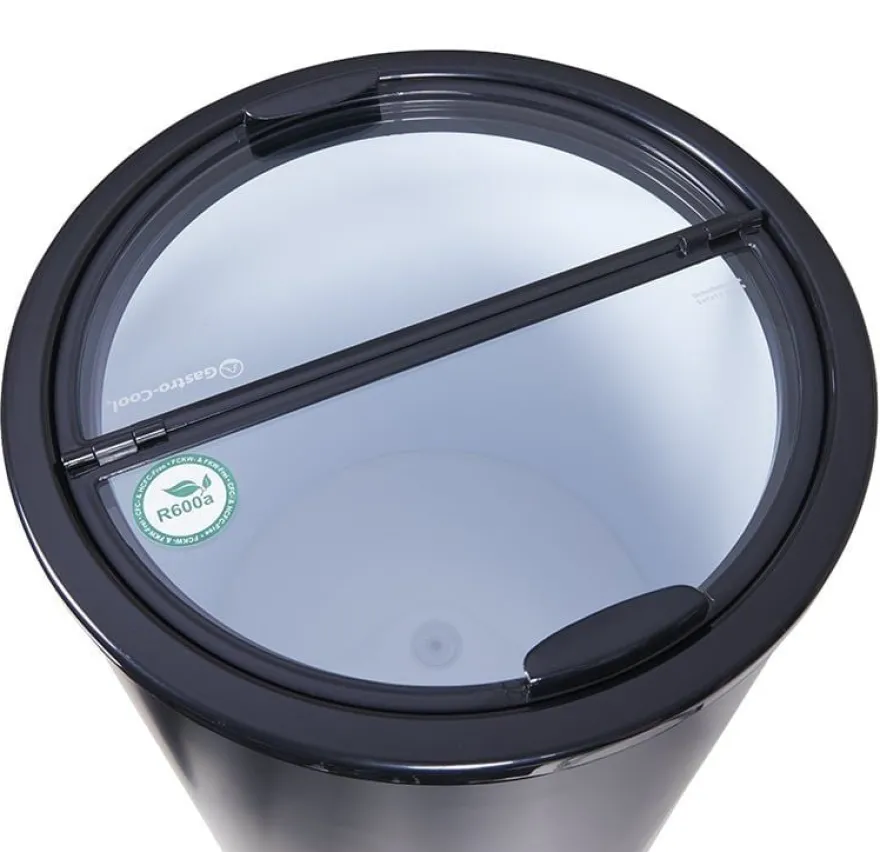Gastro-Cool PT40 Party-Cooler / Kühltonne 40 Liter mit Glasdeckel schwarz, auf Rollen