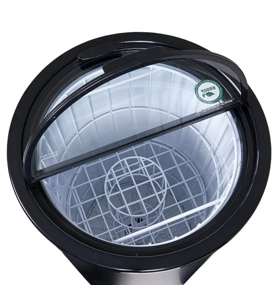Gastro-Cool PT75 Party-Cooler / Kühltonne 73 Liter mit Glasdeckel schwarz, auf Rollen