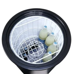 Gastro-Cool PT75 Party-Cooler / Kühltonne 73 Liter mit Glasdeckel schwarz, auf Rollen